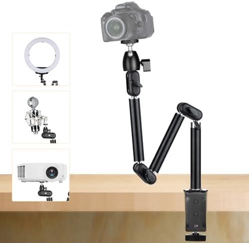 TARION Overhead Camera Desk Mount - 360° Flexible Articulating Arm with 3/8'' Screw and 1/4'' Screw Ballhead for DSLR SLR Mirrorless Cameras Projector Ring Light TKA01-M
