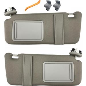 Pair of Left and Right Sun Visors with Clips for Toyota Camry 2007 2008 2009 2010 2011 with Light Sunroof OEM Replace# 74320-06800-B0 (Gray Color)