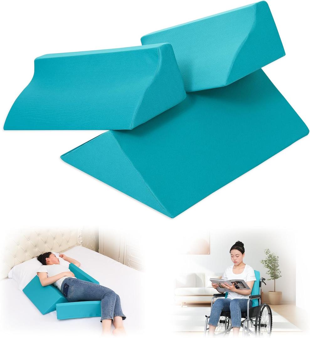 3-in-1 Side Wedge Pillow,Wedge Pillow for Back Pain Relief,Foam Wedges for Positioning in Bed,Positioning Wedges for Bed Sores,for Seniors,Caregivers,Side Sleepers,After Surgery,Green