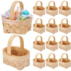 40 Pack Mini Weaving Baskets with Handles, Farmhouse Small Basket Farmhouse Flower Containers for Picnic Easter Weddings Party Favors Tree Hanging Ornaments Crafts, 2.9x2.6x1.85Inch