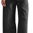 Cicy Bell Women's Wide Leg Jeans Casual Drawstring High Waist Boyfriend Loose Baggy Capri Denim Pants with Pockets, 14