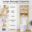 BAMBANG Over The Toilet Storage Cabinet, Bamboo Bathroom Over Toilet Storage Organizer with Adjustable Shelves and Double Doors, Above Toilet Storage Cabinet (Natural)
