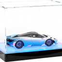 Light Up Acrylic Display Case with RGBW LED Lights, USB Powered with Switch Panel & App Control, Clear Collectible Display Box for 1: 18 Car Models & 1:24 Die-Casting Cars, 13x6.7x6.3 Inch