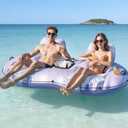 JOSEN Inflatable River Tube Float - 2 Person Heavy Duty River Float, Pool Floats Adult, Lake River Floats Water Tubes for Floating with Removable Cooler & Cupholders for Summer Relaxation