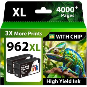 962XL Black Ink Cartridges Combo Pack with Latest Chip  2 Pack Replacement for HP 962 XL Black Ink, Compatible with Replacement for HP OfficeJet Pro 9010 9020 9015 9018 9025
