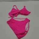 Fanuerg Women's High Waisted Bikini Sets Drawstring Tummy Control Two Piece Swimsuits Crisscross Tie Back Bathing Suit (X-Large, Hot Pink)