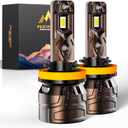 Upgraded H11/H9/H8/H16 Light Bulbs, 36000LM Super Bright 6500K 800% Brighter, Plug and Play Quick Installation, IP68, Long Service Life with Cooling Fan (Pack of 2)