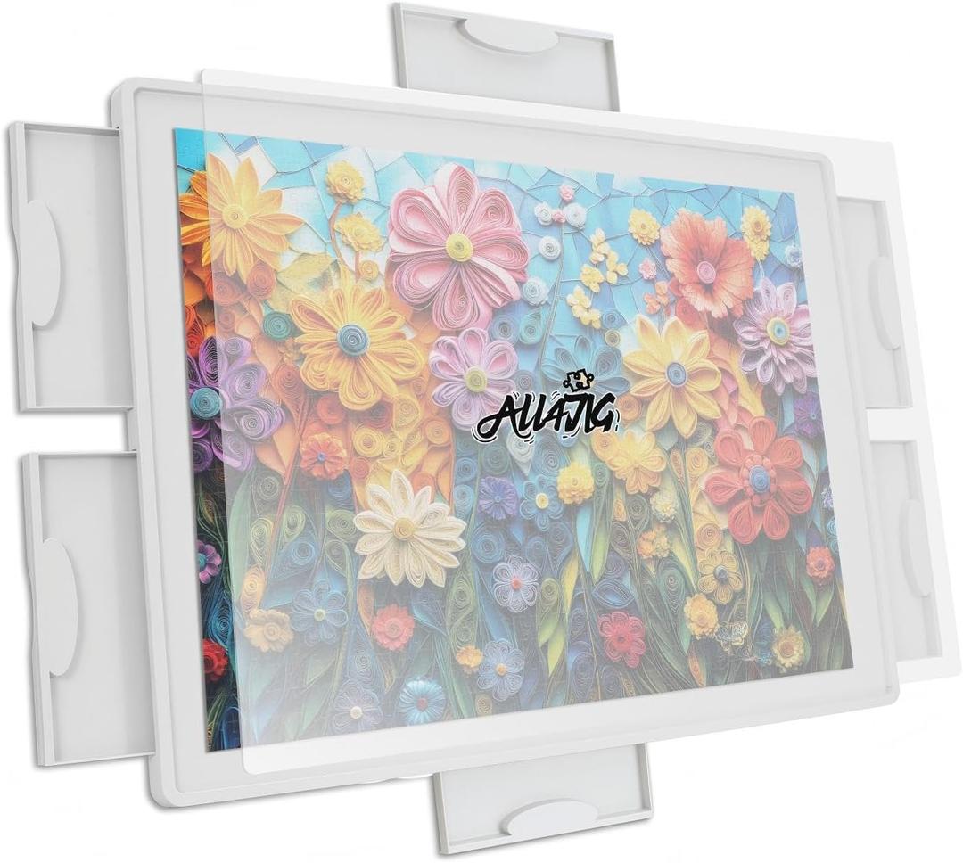 ALL4JIG 1500 Pieces Lightweight Rotating Plastic Puzzle Board with 6 Sliding Drawers and Protective Cover, 360 Lazy Susan Design, 34.25"x26.38" Portable Spinning Puzzle Table for Adults, Ideal Gift