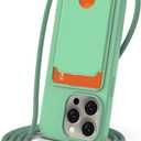 Designed for iPhone 15 Pro Max Case, Liquid Silicone, Multi-Functional Card Pocket with Lanyard Strap, Adjustable Rope, Shockproof All-Round Protection, TPU Phone Case for iPhone 15 Pro Max, Mint