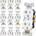 AIDA 20 Amps Outlets Duplex Electrical Receptacle Outlets, Electrical Outlet, 20Amp 125V Heavy-Duty Wall Outlet, Residential, 3-Wire, Self-Grounding, UL Listed, Side Wire (10 Pack, White)