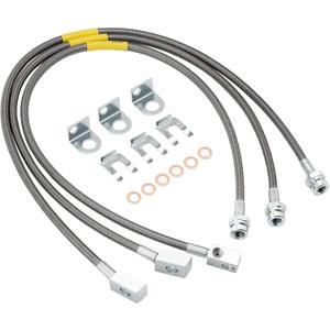 89715 Stainless Brake Lines, Front & Rear Extended Brake Lines (89702 & 89703) for 4"-6" Lift, Compatible with 1987-2006 4WD Jeep Wrangler TJ YJ XJ, 1984-2001 2WD/4WD Jeep Cherokee XJ