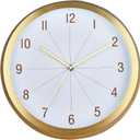 Wall Clock, Modern 12 Inch Battery Operated Wall Clocks, Silent Non-Ticking Aluminum Clock for Bedroom, Kitchen, Living Room Decor, Easy to Read, Lightweight, Gold