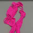 RSLOVE Women Fishnet Bodystocking Lingerie Sexy Footless Stockings Sleeveless Lace Bodysuit Halterneck One Piece Pantyhose (Neon Pink, One Size)