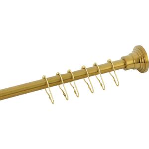 Kingston Brass SCC2817 Edenscape 38"-60" Stainless Steel Adjustable Shower Curtain Rod with Rings, 2.81'' (L) x 38'' (W) x 2-5/8'' (H), Brushed Brass