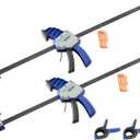VEVOR Bar Clamps for Woodworking, 2-Pack 24 inch One-Handed Clamp/Spreader, Quick-Grip F-Clamp with 340 lbs Load Limit, Premium Plastic and Carbon Steel, for Woodworking Metal working, Blue + Black