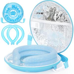 Neck Cooling Tube - Neck Cooler Ice Ring with Insulated Bag for Summer Heat, Reusable Coolers Wraps for Extremely Hot Weather| Wearable Cooling Ice Ring for Outdoor Sports, Workers. 2pack, Blue
