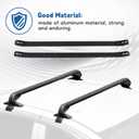 2Pcs 43.3 Inch Universal Car Top Roof Cross Bar Luggage Cargo Rack Adjustable Window Frame Aluminum Black