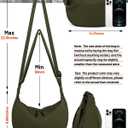 Crossbody Sling Bag for Women Men Trendy, Crescent Bag with Adjustable Strap, 2 Zippers Lightweight Nylon, Olive green