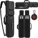 Pool Cue Case - 4x4 Padded Pool Cue Bag - Holds 4 Butts and 4 Shafts, Multiple Accessory Pockets (black-1)
