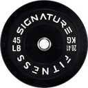 Signature Fitness 2" Olympic Bumper Plate Weight Plates with Steel Hub - 100% Virgin Rubber (Black)