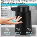 Automatic Soap Dispenser Liquid Touchless: 9oz Plastic Black 3-Level Adjustable Modern Rechargeable Electric Smart Auto Soap Dispenser - Bathroom Kitchen Hand Dish Lotion