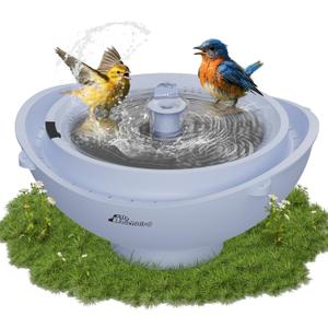 Solar Bird Bath with Fountain and Battery Backup, 3-in-1 Hanging or Freestanding Birdbath, Low-Water Protection & 3 Nozzles for Garden Patio Decor (Sky Blue)