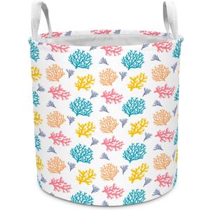 2 x Coral Kids Laundry Basket Foldable Hamper with Handles, 13.8" x 15.8"