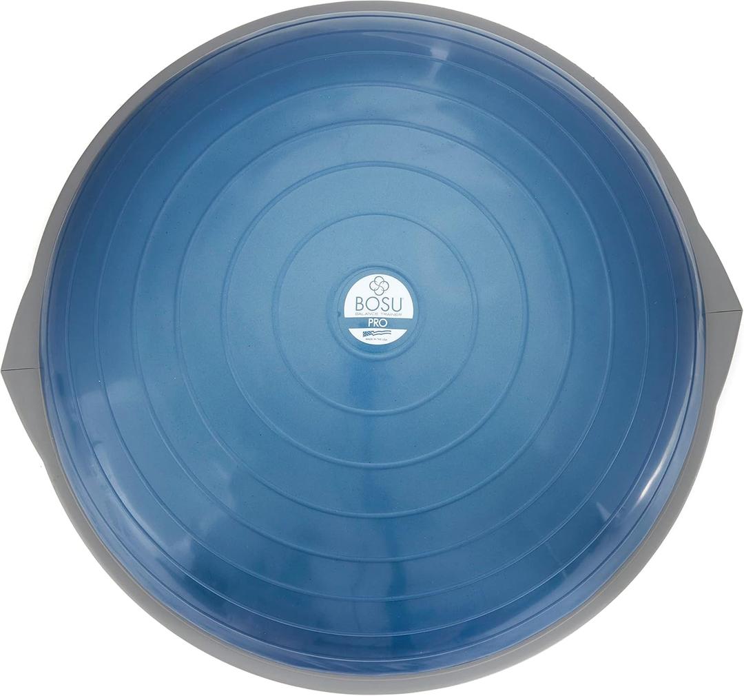 Bosu Pro Multi Functional Home Gym Full Body Balance Strength Trainer Ball Equipment with Guided Workouts and Pump (Blue/Gray)
