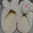 Women's Warm Plush Bunny Animals Slippers Adult Cotton Men's Indoor non-slip Home Thick Bottom Slippers for Winter (6.5-7.5 Women/5.5-6 Men, White)