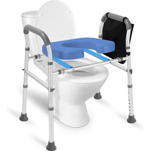 TOCEBE Upgraded Raised Toilet Seat With Handles, 500lbs Capacity 4 Reinforced Bars Toilet Seat Risers For Seniors, Adjustable Height & Width Toilet Seat Riser Seniors/Handicap/Disabled Fits Any Toilet