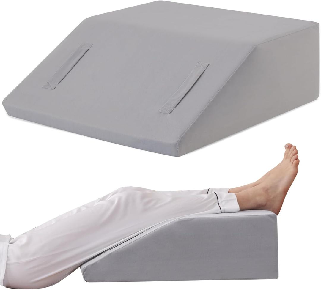 Ruqmuis Leg Elevation Pillow for After Surgery, 8inch Foam Leg Elevating Pillow for Swelling and Blood Circulation, Leg Wedge Pillow for Sleeping, Knee Pillow for Knee Hip Ankle Pain Relief, Velvet