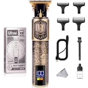 Ufree Professional Beard Trimmer for Men, Zero Gapped T-Blade Hair Clipper & Mustache Trimmer Kit with LCD Display, Precision Edgers for Haircut & Grooming, Barber-Grade Electric Shaver, Gifts for Men (Bronze)