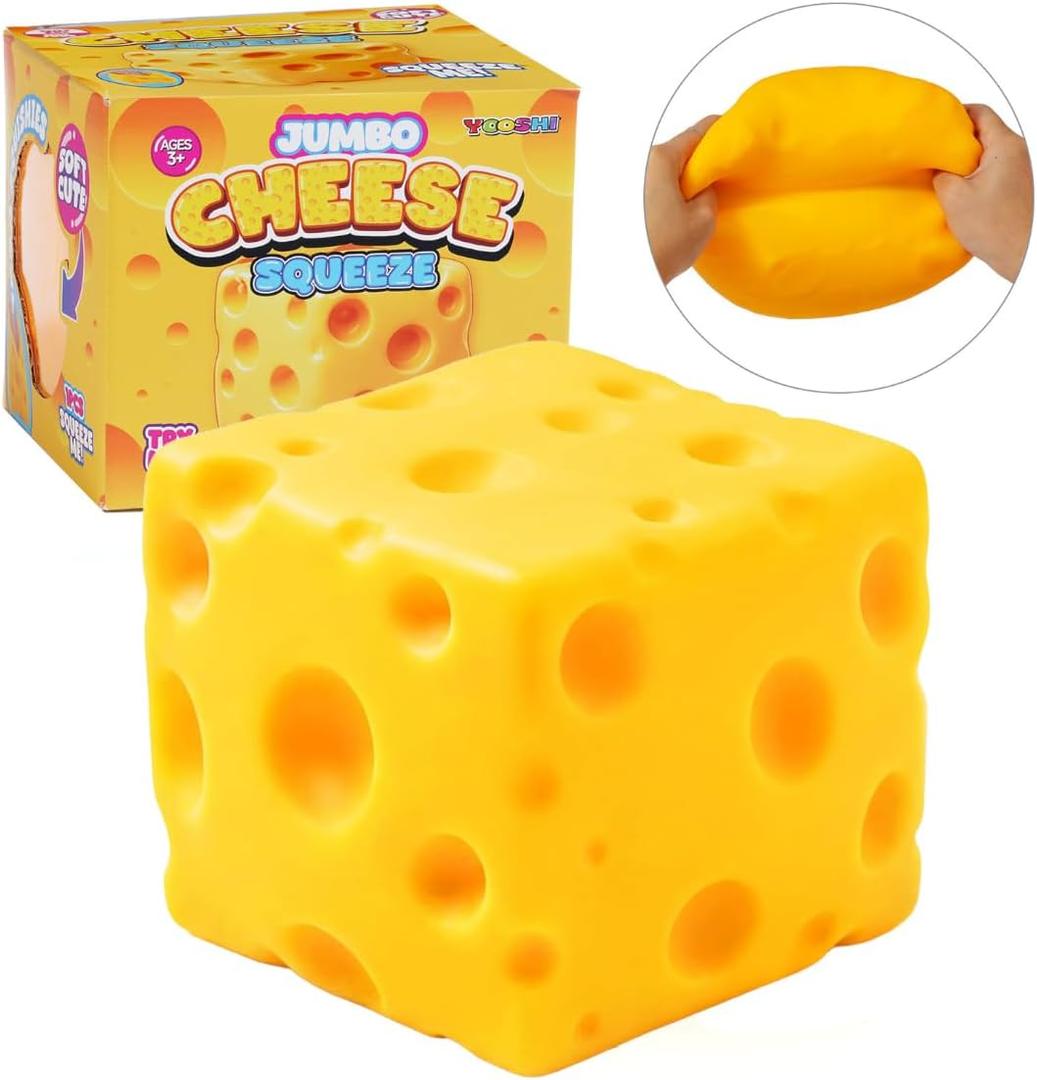 Jumbo Cheese Squishy Toy, Giant Slow Rising Cheese Squishy for Kids & Adults, Soft Sensory Squeeze Fidget Toy for Stress Relief, Funny Office Desk Toy & Novelty Gift, Large