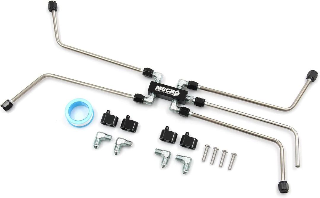 MSCRP AN4 Fuel Brake Line,LS Coolant Crossover Steam Vent Kit LS Stainless Coolant Crossover Steam Vent Kit Compatible with for LS1, LS2, LS3, LS6, LS7, LS9, LSX