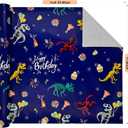 Vnaaem Dinosaur Wrapping Paper Roll - 17 Inches x 32.8 Feet Dinosaur Birthday Gift Wrap Kids Boys Dinosaur Wrapping Paper Blue Design Party Favor Wrapping Paper Roll