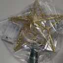 JOIEDOMI 9 inch Lighted PVC Star Christmas Tree Topper, Golden Glitter Swirl Treetop Decorations with 10 Warm White LED, Battery Powered for Home Holiday Xmas Party Indoor Decor