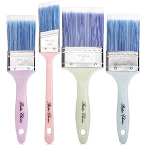 Bates 4Pack Plastic Handle Paint Brushes - Pastel Colors, Stain, Furniture & Wall Painting (4 Pack, 1.5", 2", 2.5", 3")