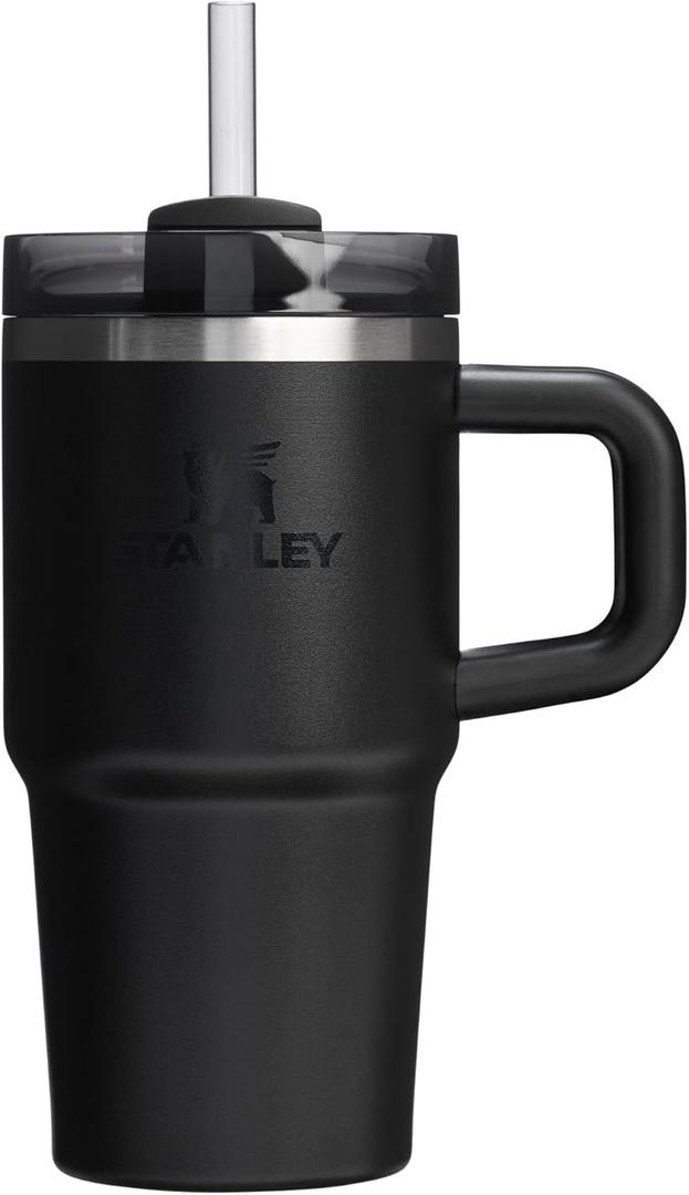 STANLEY Quencher H2.0 Tumbler with Handle and Straw 20 oz | Flowstate 3-Position Lid | Cup Holder Compatible for Travel | Insulated Stainless Steel Cup | BPA-Free | Black 2.0
