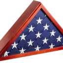 Juvale Large Flag Display Case for Burial Flag - 5 x 9.5 inch Military Flag Box - Display Case with Wall Mount & Glass Front - Cherry Wood Finish - Case Measures 24.7 x 12.4 x 3.5 inches
