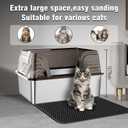 XXXL Stainless Steel Litter Box with High Sided Deep Side Entry Deep Extra Large Metal Litter Box Included Mat & Scoop Anti-Urine Leakage Cat Litter Boxes for Big Cats (Black)