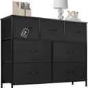 Storage Chest with Acacia Wood, 7 Drawer Organizer, Multi-Functional Bedroom Dresser, Storage Cabinet, Black, 39.0" L x 11.0" W x 30.0" H