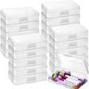 Zhehao 20 Pack 8''x5.5''x2'' Large Clear Pencil Boxes for School Bulk Plastic Pencil Case with Lid Stackable Crayon Storage Box Organizer for Kids School Supplies Classroom Stationery(White)
