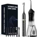 Water flosser+Electric Toothbrush Combination Set -5-Speed Sonic Electric Toothbrush, 4-Speed Portable Water flosser, Super Waterproof, a Great Gift for Friends (Black)