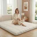 ZonLi Japanese Floor Mattress Futon Mattress Twin Size, 4" Thicken Roll Up Tatami Mat 100% Cotton Washable Cover, Portable & Foldable Floor Bed Mattress for Sleeping, Dormitory, Adult Kids, Khaki