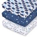 The Peanutshell Baby Girl or Boy Changing Pad Covers Set of 3 - Ultra Soft Baby Changing Pad Cover - Fits Standard Changing Table Pads, Durable, Machine Washable Sheets - Nautical Whale
