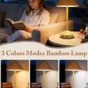 Cordless Table Lamp,Small Lamps with 3 Colors,Dimmable Rechargeable Rattan Light,Aesthetic Lighting for Bedroom Living Room Office Outdoor Home Decor (White)