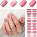 9 x MOOYIYAN Gloss Nail Strips|Uv Free|22 Pcs,Gel Nail Stickers|Long Lasting Two Weeks and Easy to Apply&Remove|Dazzle Pink