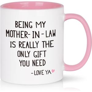 Cabtnca Mother-in-Law Mug - Unique Gift from Daughter-in-Law for Christmas, Birthday, Mother's Day - 11Oz (Pink) Cabtnca Mother-in-Law Mug - Unique Gift from Daughter-in-Law for Christmas, Birthday, Mother's Day - 11Oz (Pink)