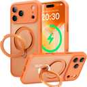 360 Spin Magnetic Stand for iPhone 17 Pro Case, [Fit for MagSafe][Military Protection][Full Camera Protection] Adjustable Kickstand iPhone Case for iPhone 17 Pro 6.3", Cosmic Orange