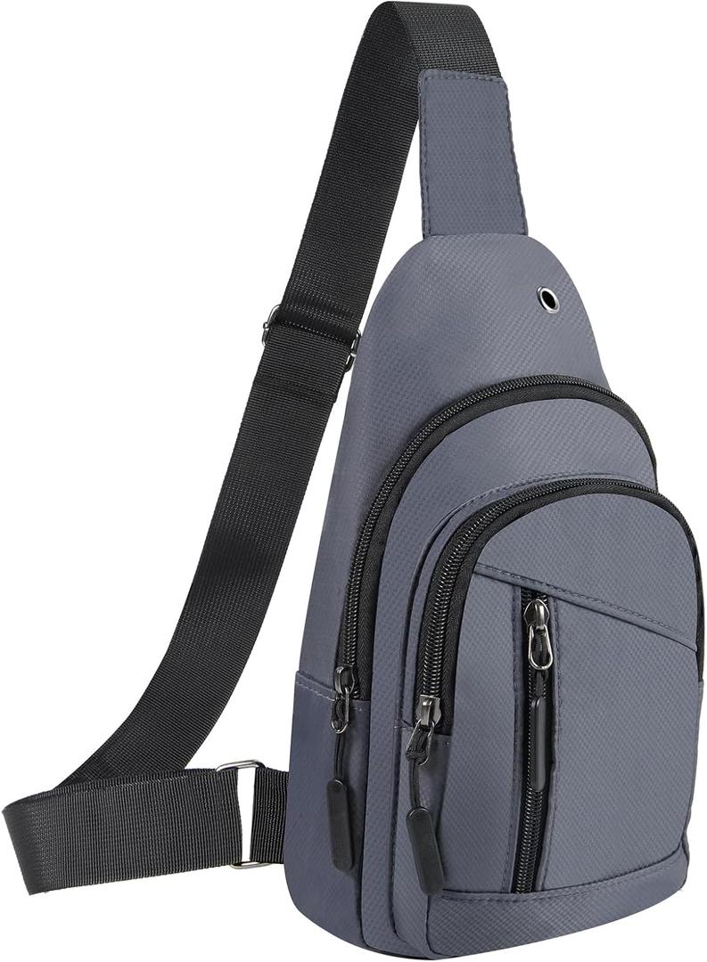 Crossbody Small Sling Bag for Women Men,Casual Lightweight Chest Pack Gym Athletic Backpack Multi Used Zipper Shoulder Daypack for Travel,Shopping,Hiking,Walking,Running,Biking,Grey